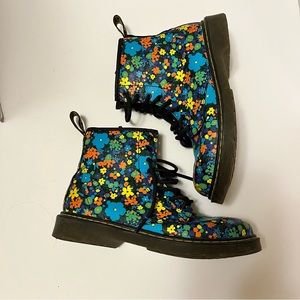 Doc Martens Leather Floral Combat Boots